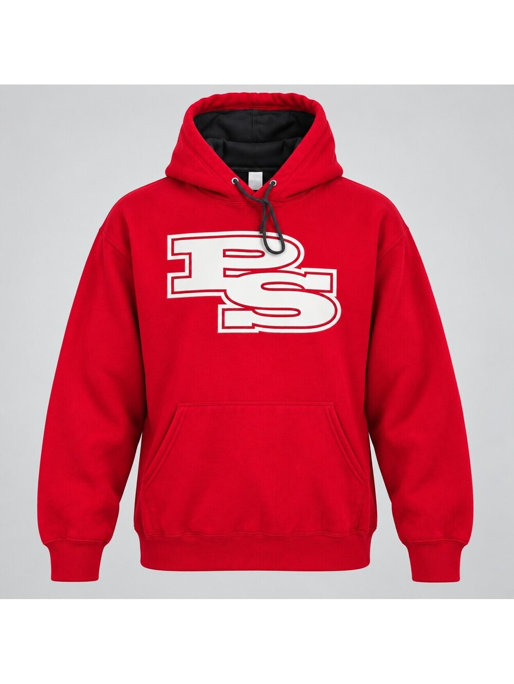 Fruit of the Loom Sofspun PS Logo Hoodie Mens Lg Red Black Pullover Sweatshirt